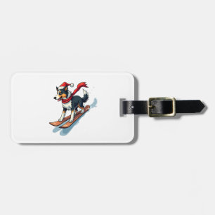Étiquette À Bagage Border Collie snowboardeur