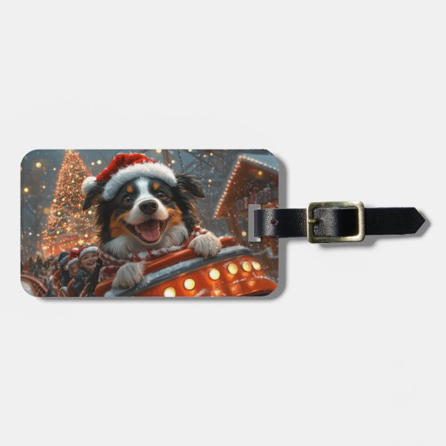Étiquette À Bagage Bordure Collie Dog Roller Dessous de verre Noël (Devant horizontal)