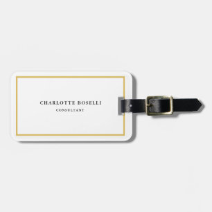 Étiquette À Bagage Bordures couleur or Blanc minimaliste professionne