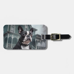 Étiquette À Bagage Boston Terrier Halloween effrayant