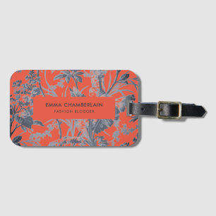 Étiquette À Bagage Botanique Orange Chinoiserie Personnalisée