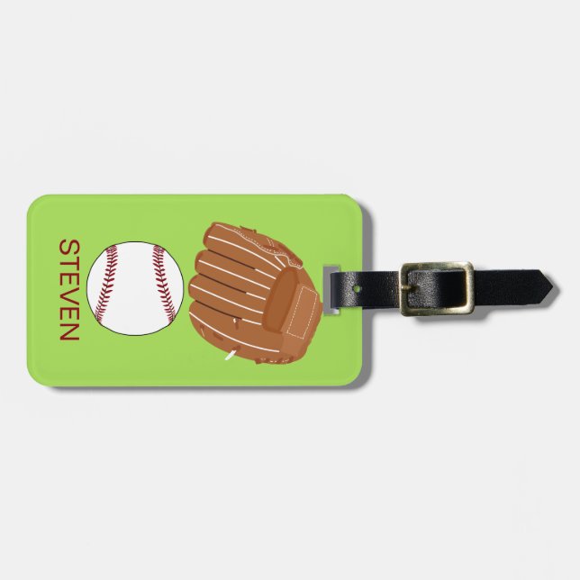 Étiquette À Bagage Boule de baseball et gant Sport personnalisé (Devant horizontal)