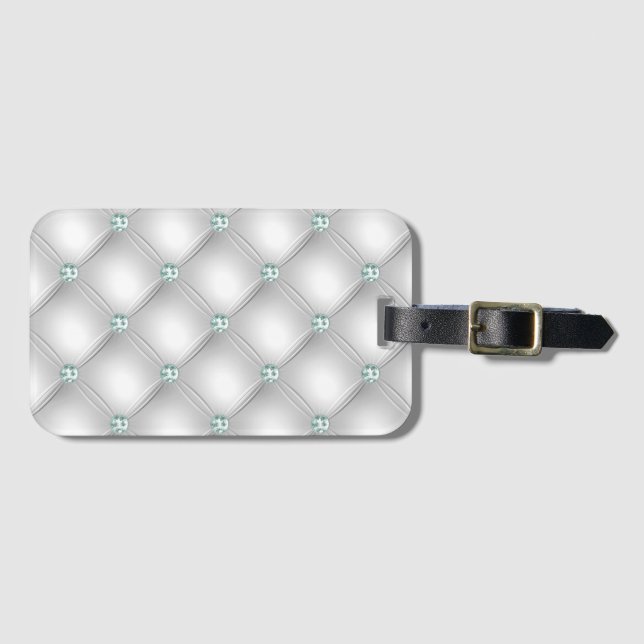 Étiquette À Bagage Boule verte Métallique Satin Blanc Mint (Devant Horizontal)