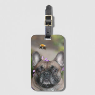 Étiquette À Bagage Bouledogue français avec abeille French Bulldog