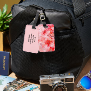 Étiquette À Bagage Boules de fleurs de cerisier d'aquarelle