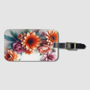 Étiquette À Bagage Bouquet de fleurs Elégante aquarelle