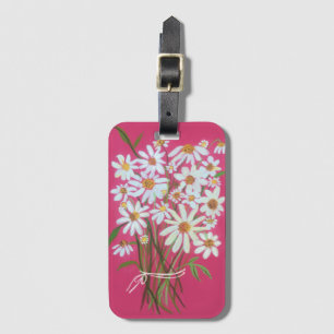 Étiquette À Bagage Bouquet Fleur sauvage Aquarelle rose
