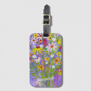 Étiquette À Bagage Bouquet Fleur sauvage Aquarelle violet