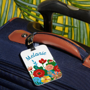 Étiquette À Bagage Bouquet floral coloré clair Personnalisé