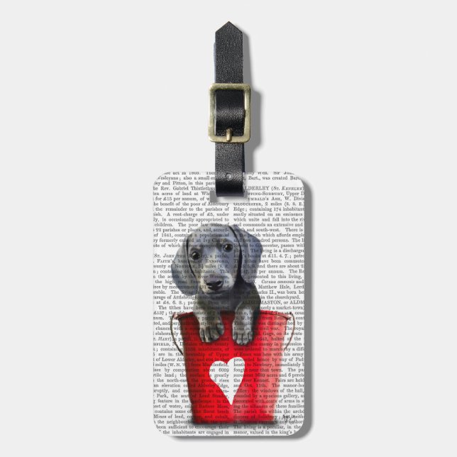 Étiquette À Bagage Bouquets d'amour Chiot de Dachshund (Devant Vertical)