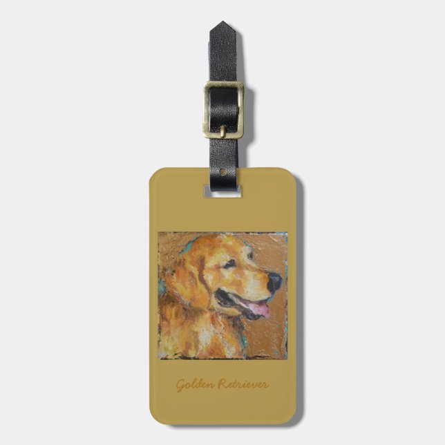 Étiquette À Bagage Bourse de golden retriever, étiquette de bagage ou (Devant Vertical)