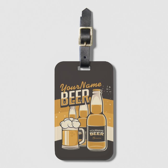 Étiquette À Bagage Bouteille de bière personnalisée Barre de brassage (Devant Vertical)