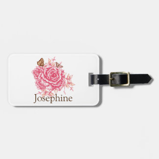 Étiquette À Bagage Bouteille Vintage rose rose personnalisée