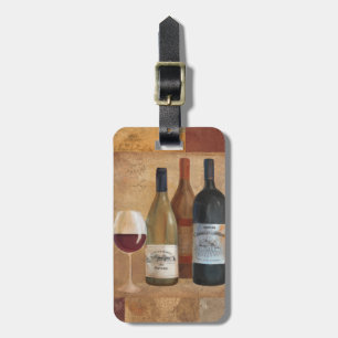 Étiquette À Bagage Bouteilles de vin vintages et verre de vin