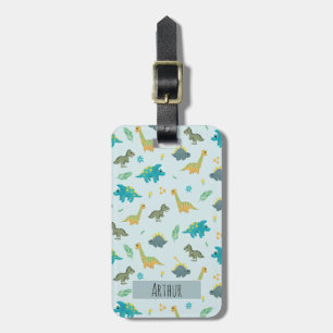 Étiquette À Bagage Boys Cute Blue Dinosaur Nom du Motif Enfants