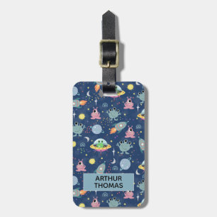 Étiquette À Bagage Boys Cute Space Alien Nom du Motif Enfants