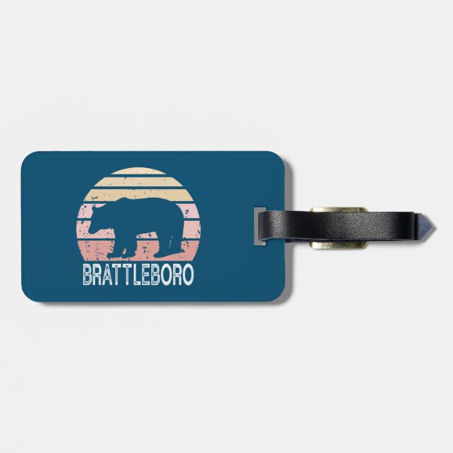 Étiquette À Bagage Brattleboro Vermont Retro Bear (Dos horizontal)