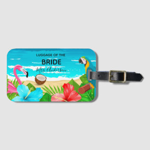 Étiquette À Bagage Bride plage tropicale lune de miel flamingo mer
