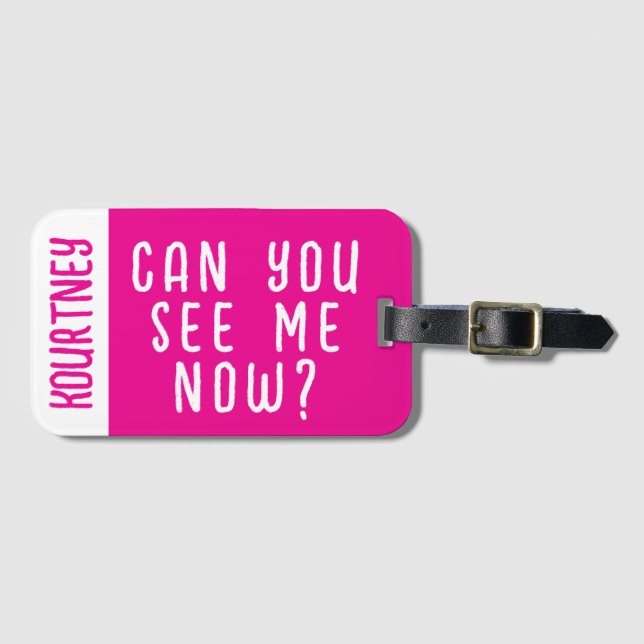 Étiquette À Bagage Bright Rose Nom personnalisé Modern Bold Funny (Devant Horizontal)