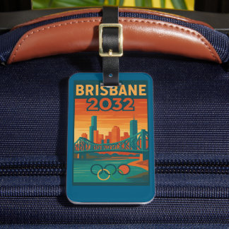Étiquette À Bagage Brisbane 2032 Retro Futuristic Australia, Story Br
