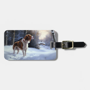 Étiquette À Bagage Brittany Spaniel Laissez Neige Noël