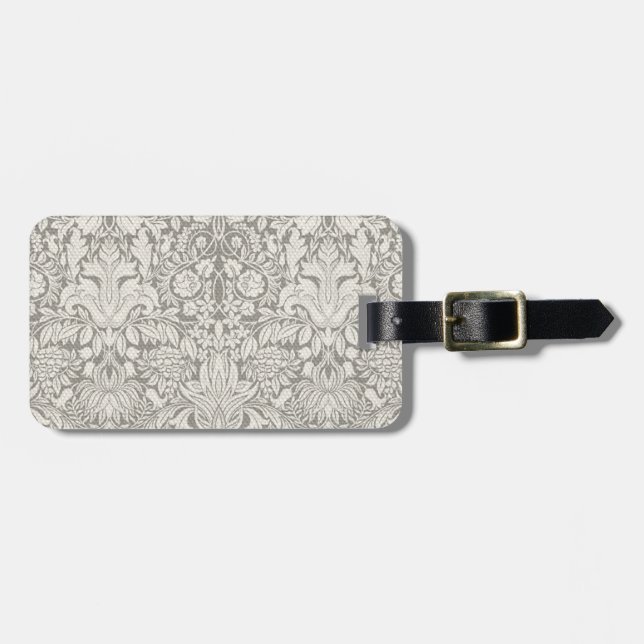 Étiquette À Bagage brocade en dentelle blanche élégante (Devant horizontal)