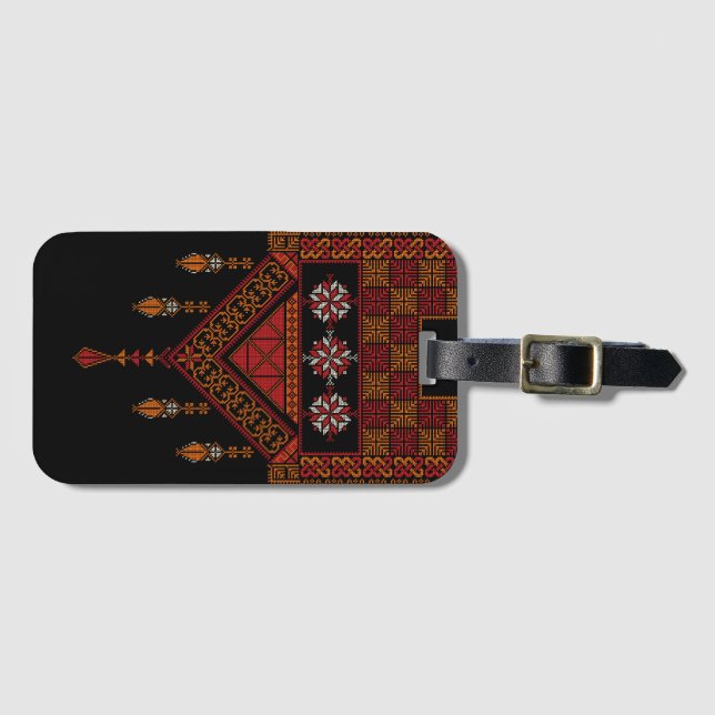 Étiquette À Bagage Broderie palestinienne de Tatreez | Art palestine (Devant Horizontal)