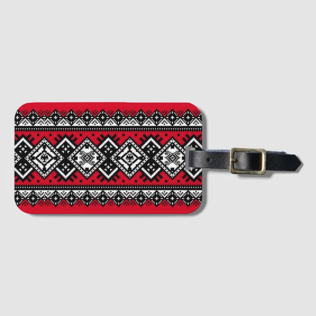 Étiquette À Bagage Broderie rouge (Devant Horizontal)