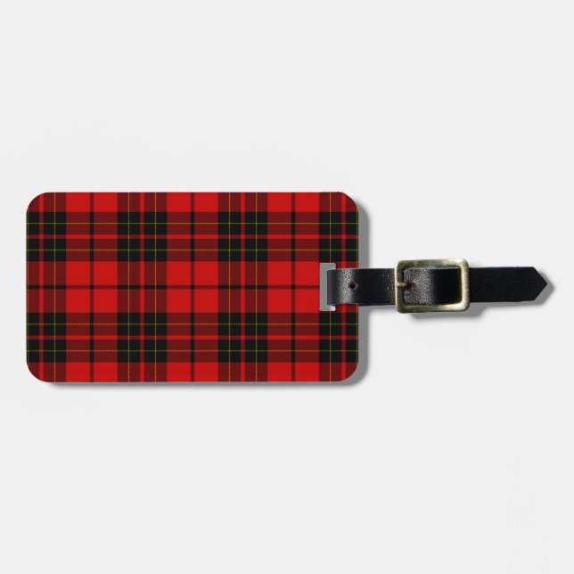 Étiquette À Bagage Brodie tartan rouge noir plaid (Devant horizontal)