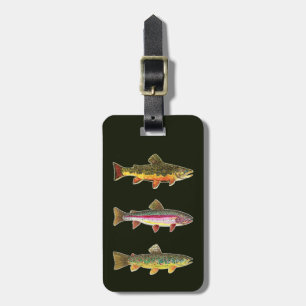 Étiquette À Bagage Brook Rainbow Brown Trout Fly Fishing Angler I.D.