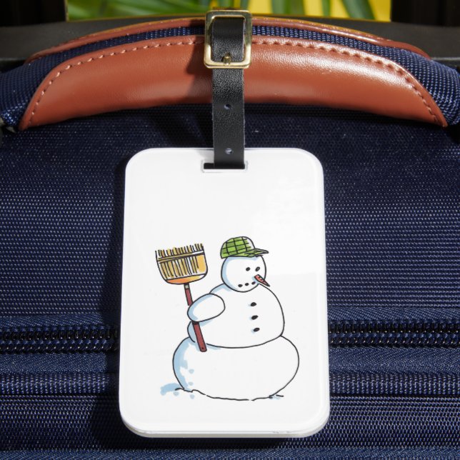Étiquette À Bagage Broom Snowman luggage tag (Insitu Rectoal 2)