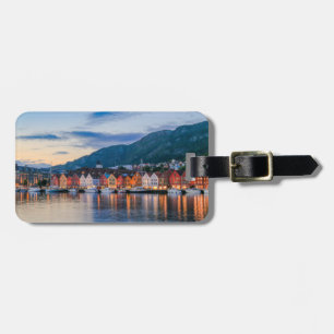 Étiquette À Bagage Bryggen Bergen Norvège stylisé
