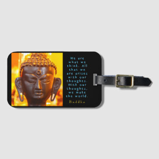 Étiquette À Bagage Buddha Head Statue and Quote