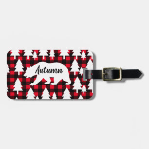 Étiquette À Bagage Buffle d'ours de forêt rustique Vérifier le nom et