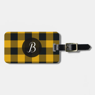 Étiquette À Bagage Buffle jaune et noir Plaid À damiers Carrés