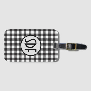 Étiquette À Bagage Buffle noir et blanc monogrammé plaqué tendance