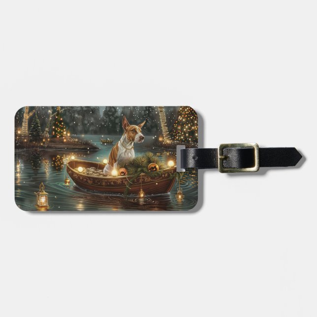 Étiquette À Bagage Bull Terrier Noël Festive Voyage (Devant horizontal)