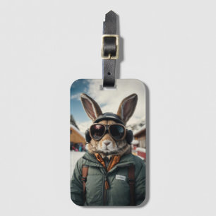Étiquette À Bagage Bunny de snowboard Whimsical