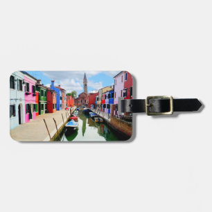 Étiquette À Bagage Burano, Italie Maisons colorées italiennes & Canal
