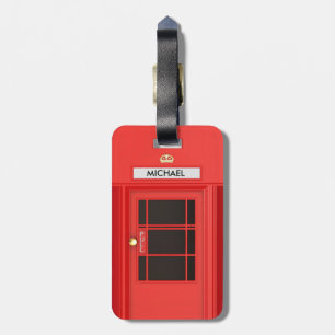 Étiquette À Bagage Cabine de téléphone britannique vintage rouge de