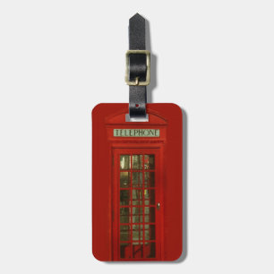 Étiquette À Bagage Cabine téléphonique rouge vintage