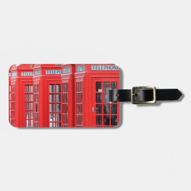 Étiquette À Bagage Cabines téléphoniques rouges de Londres (Devant horizontal)