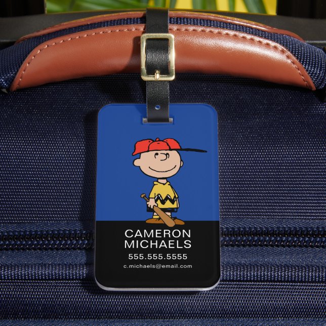Étiquette À Bagage cacahuètes | Charlie Brown Baseball Smile (Insitu Rectoal 2)
