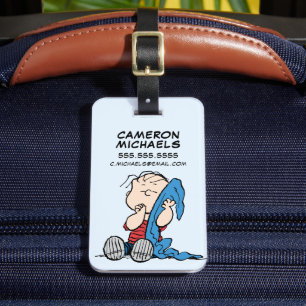 Étiquette À Bagage cacahuètes   Linus et sa couverture