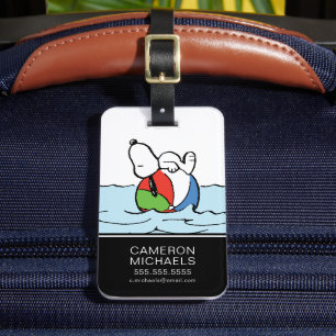Étiquette À Bagage cacahuètes   Snoopy Beach Ball Beach