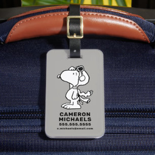 Étiquette À Bagage cacahuètes   Snoopy the Flying Ace BW