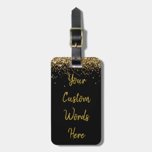 Étiquette À Bagage Cadeau personnalisé de fête d'anniversaire noir or