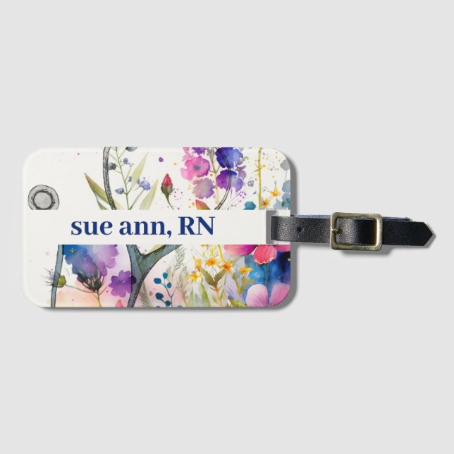 Étiquette À Bagage Cadeau personnalisé pour les infirmières de voyage (Devant Horizontal)