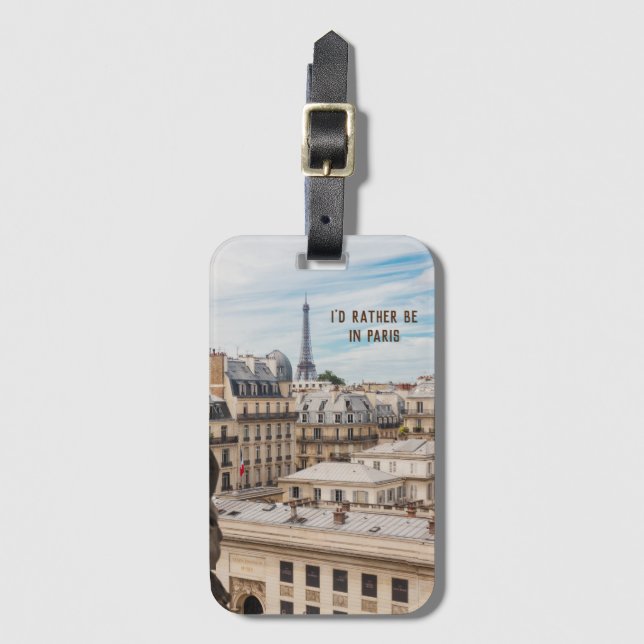 Étiquette À Bagage Cadeau photo Paris avec devis de voyage (Devant Vertical)