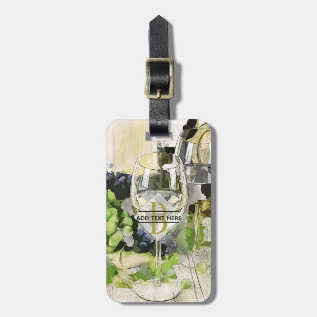 Étiquette À Bagage Cadeau pour les amateurs de vin - MONOGRAM élégant (Devant Vertical)